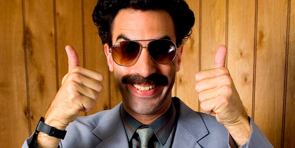 Borat wearing sunglasses.